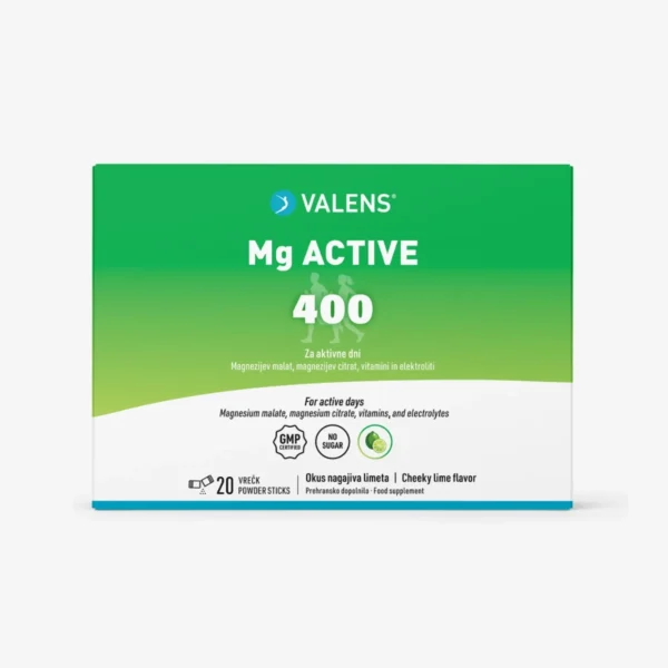 Valens Mg Active je prehransko dopolnilo za pripravo osvežilnega napitka z okusom limete za vsakodnevno uporabo in različne življenjske sloge.