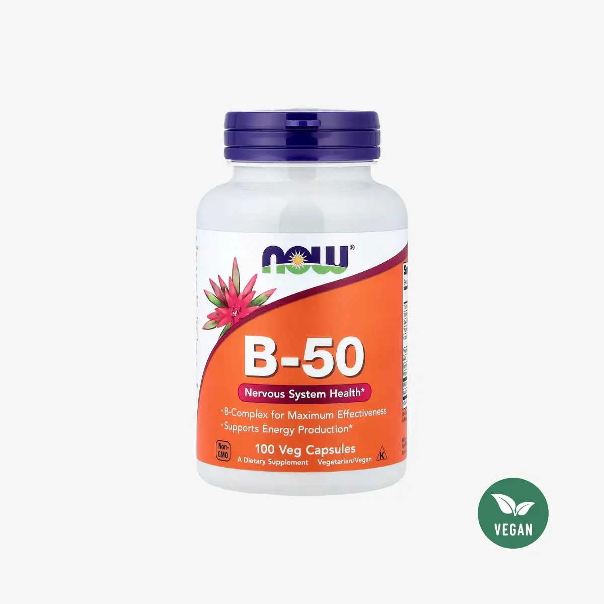 NOW B kompleks 50 kapsule vsebuje vseh 8 vitaminov B ter holin in inozitol.