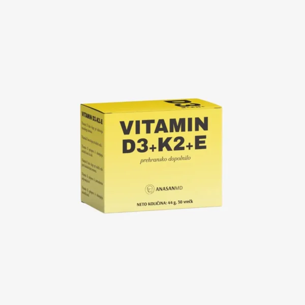 Visokoodmerni vitamin D3 (3000 IU) z vitaminom K2 (MK-7) in vitaminom E za podporo imunskemu sistemu, kostem in zaščiti celic pred oksidativnim stresom.