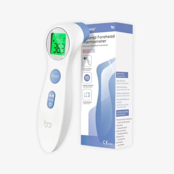 Femometer DET-306 je brezkontaktni infrardeči termometer z meritvijo v 1 sekundi, natančnostjo ±0,2 °C, tribarvnim opozorilom in medicinskim certifikatom CE 0197.