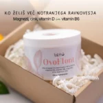 OvoFlora inozitol z vitaminom B6 za hormonsko aktivnost ter cinkom za žensko plodnost. Celostna formula brez umetnih dodatkov, z vitamini in minerali.