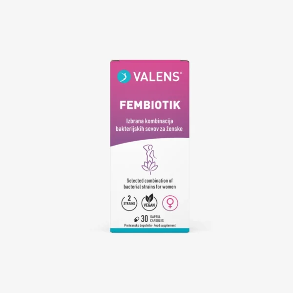 Valens FemBiotik kapsule je prehransko dopolnilo za ženske z izbrano kombinacijo bakterijskih sevov.